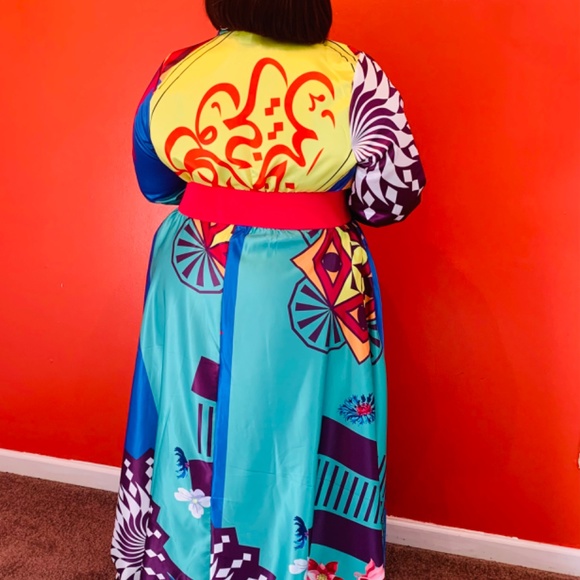 Multi color abstract long maxi dress - Picture 2 of 2